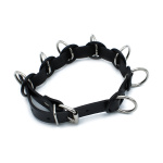 Black Leather Collar with 7 Statement Rings - Afbeelding 5