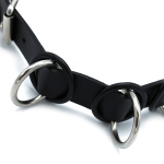 Black Leather Collar with 7 Statement Rings - Afbeelding 9