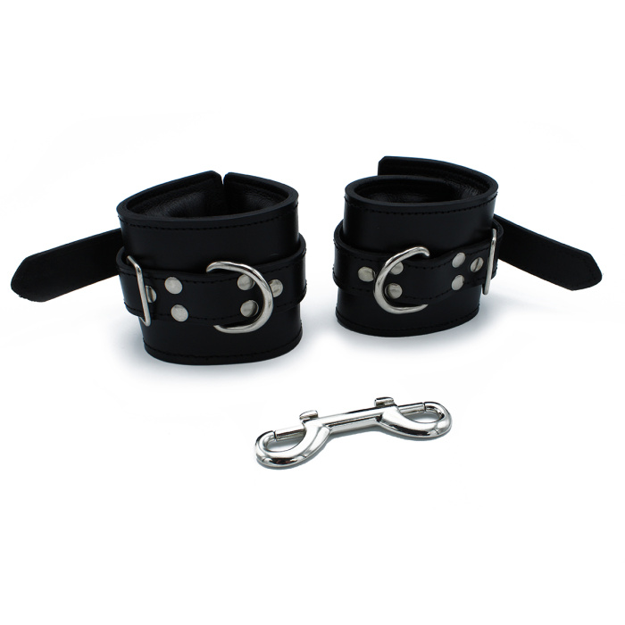 Black Leather Padded Wrist Restraints - Afbeelding 4