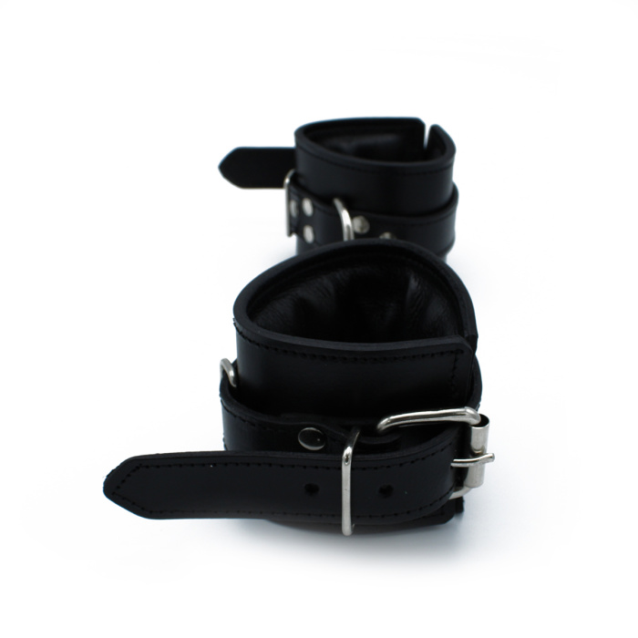 Black Leather Padded Wrist Restraints - Afbeelding 7