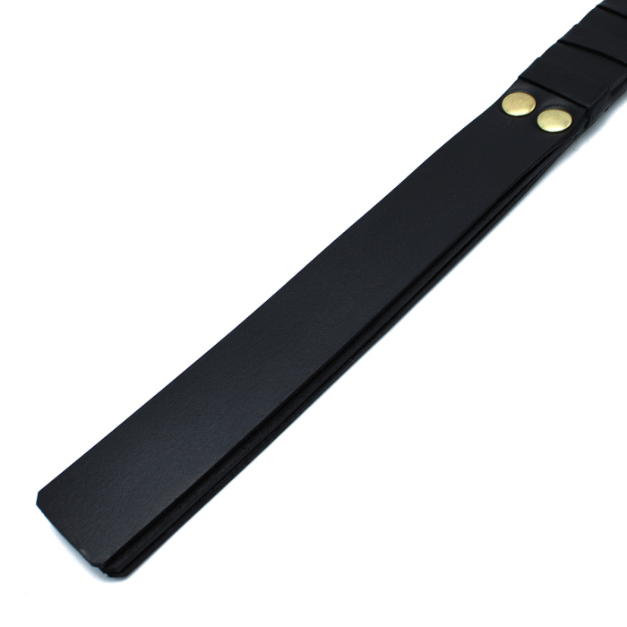 Black Leather Paddle with Gold D-Ring Handle - Afbeelding 2