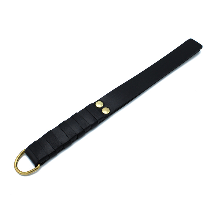 Black Leather Paddle with Gold D-Ring Handle - Afbeelding 4