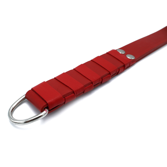 Red Leather Paddle with Gold D-Ring Handle - Afbeelding 5