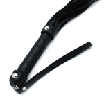 Black Leather Flogger with Braided Handle - Afbeelding 6