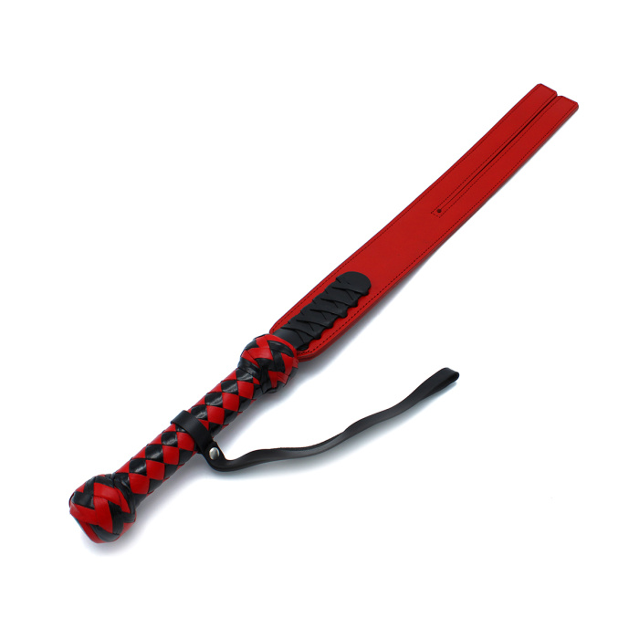 Black & Red Leather Y-Paddle Whip - Afbeelding 2