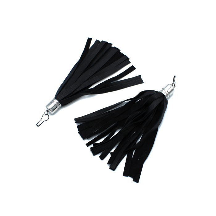 Black Leather Earring Whip - Afbeelding 2