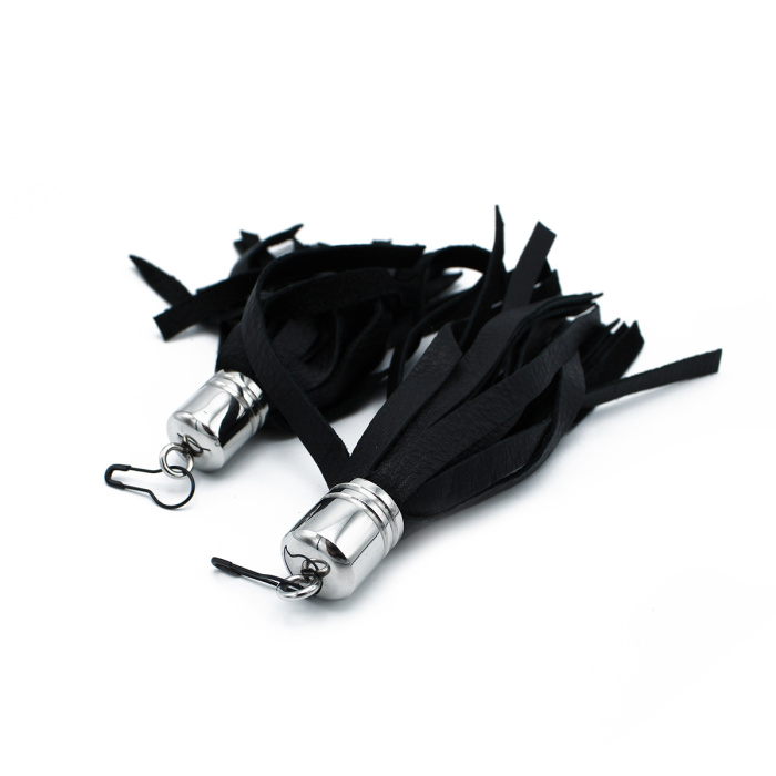 Black Leather Earring Whip - Afbeelding 3