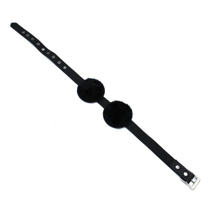 Black Leather Blindfold with Adjustable Eye Patches - Afbeelding 7