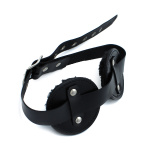 Black Leather Blindfold with Adjustable Eye Patches - Afbeelding 5