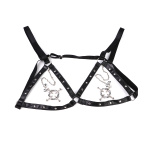 Hexagon Nipple Clamps Bells & Leather Harness - Afbeelding 5