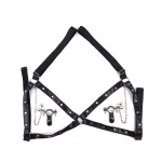 Adjustable Nipple Clamps Bells & Leather Harness - Afbeelding 5