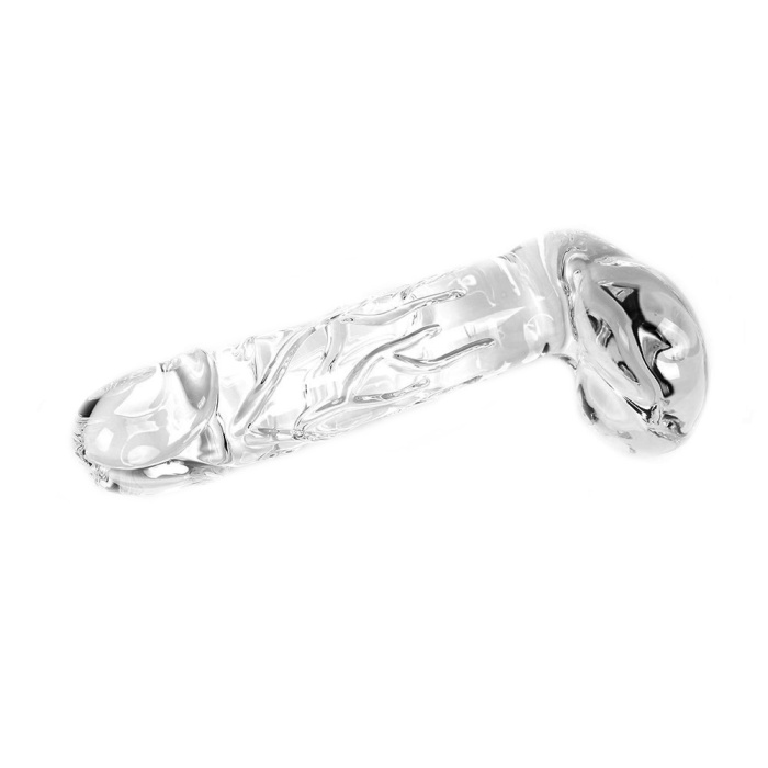 Glass Dildo Clear Penis Round with Balls - Afbeelding 3