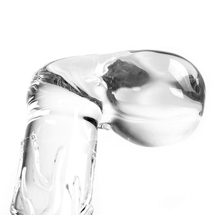 Glass Dildo Clear Penis Round with Balls - Afbeelding 4