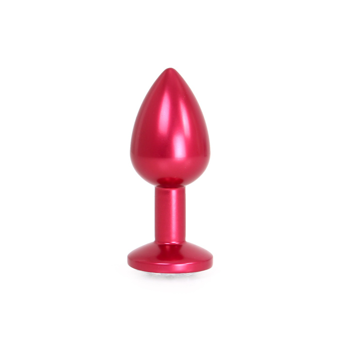 Aluminium Buttplug Red with Clear Gem - Afbeelding 3