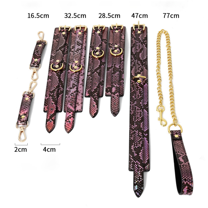 3 Piece BDSM Set Gold/Pink Reptile - Afbeelding 9