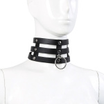 Tripple O-Ring Strap Collar PU-Leather