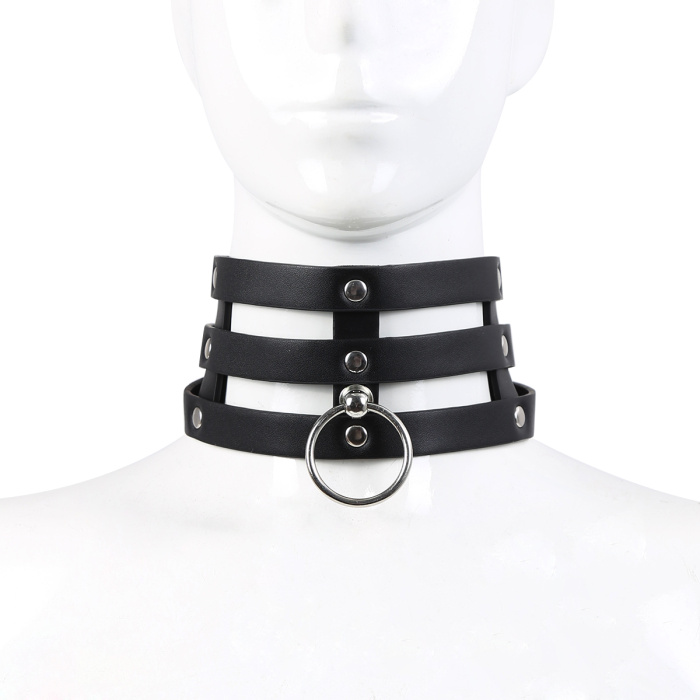 Tripple O-Ring Strap Collar PU-Leather - Afbeelding 2