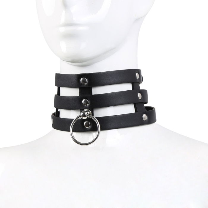 Tripple O-Ring Strap Collar PU-Leather - Afbeelding 3
