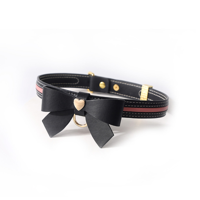 Sevanda Love Heart Butterfly Leather Collar Set Black Pink - Afbeelding 4