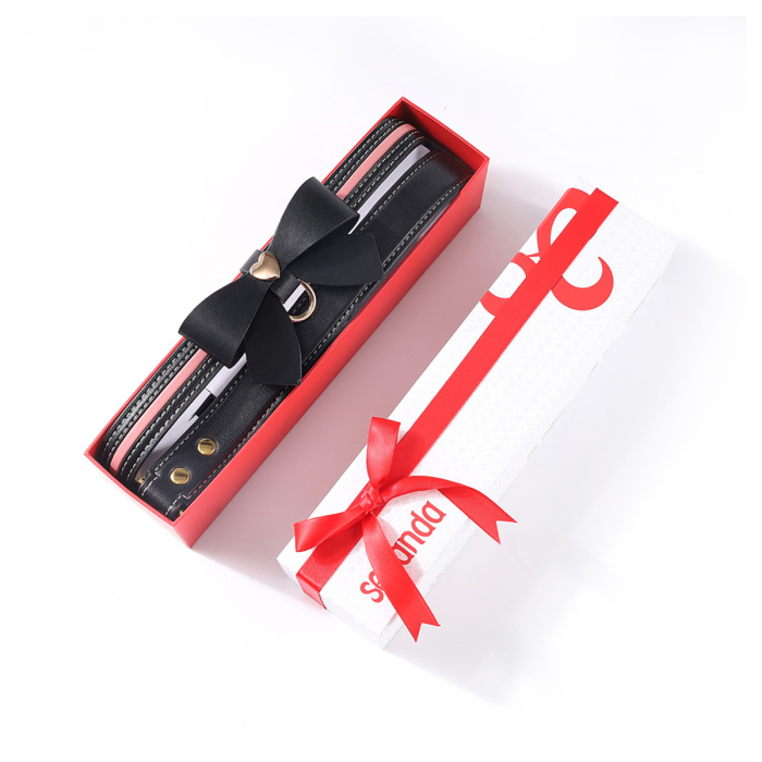 Sevanda Love Heart Butterfly Leather Collar Set Black Pink - Afbeelding 5