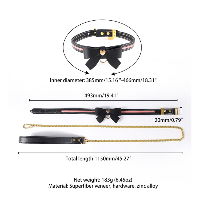 Sevanda Love Heart Butterfly Leather Collar Set Black Pink - Afbeelding 9