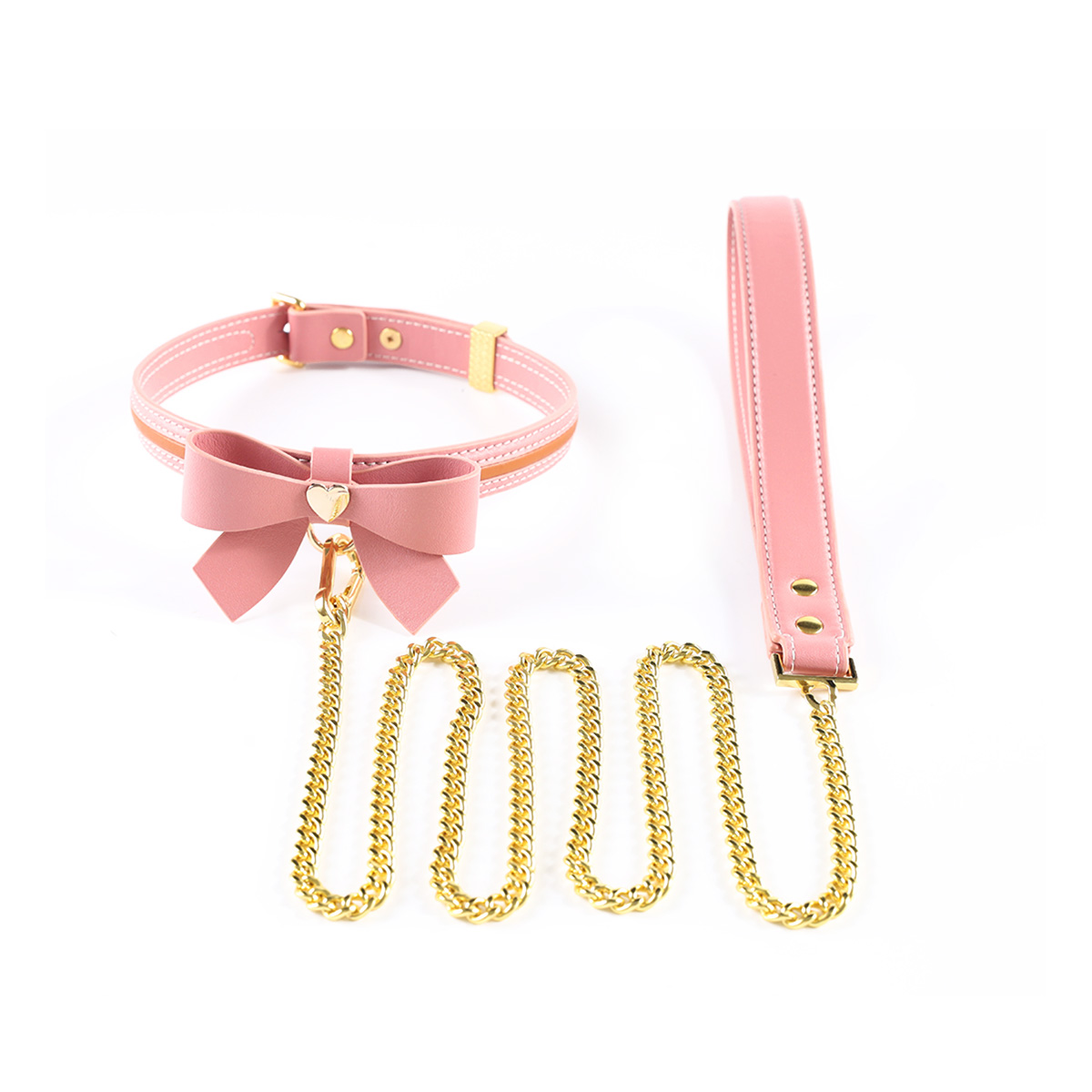opr-33301203-01 Sevanda Love Heart Butterfly Leather Collar - Pink - Afbeelding 1