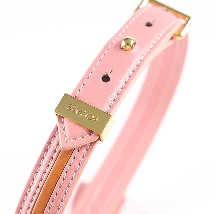 Sevanda Love Heart Butterfly Leather Collar - Pink - Afbeelding 4