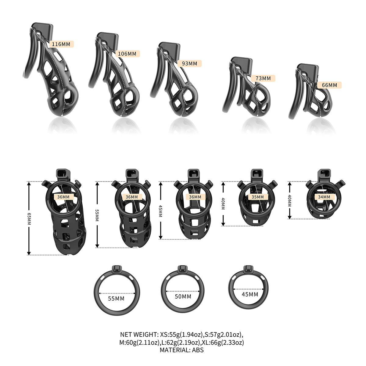 opr-33301224-03 Sevanda Naja-Cobra Chastity Cage M - Afbeelding 1