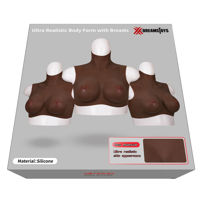 XX-DreamsToys Ultra Realistic Breast Form Black Size XL - Afbeelding 6