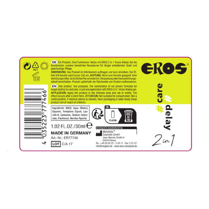 EROS 2in1 #care #delay Gel - Afbeelding 3