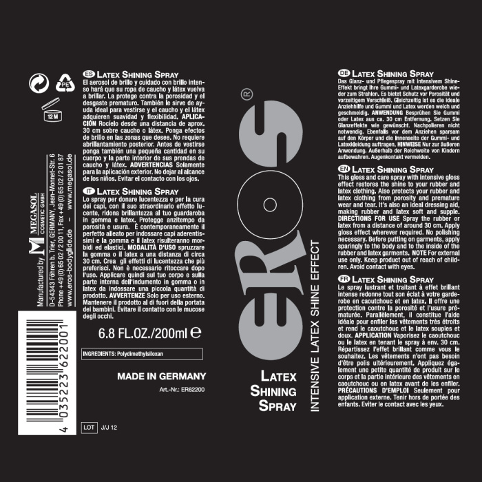 EROS Latex Shining Spray 200ml - Afbeelding 2